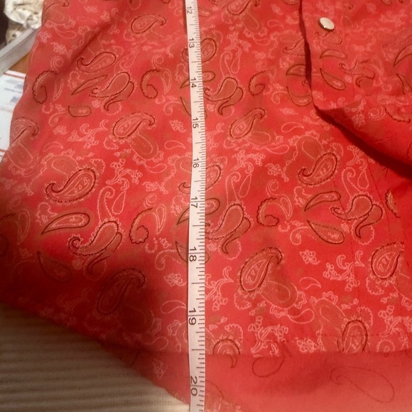 Rafter C Paisley Kids Red Button Down Cowboy Western Shirt Medium - Picture 3 of 8